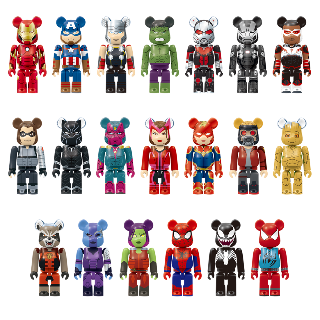 BE@RBRICK Happy Kuji "MARVEL" (2021) - komplette Kollektion aus 20 Einzelfiguren