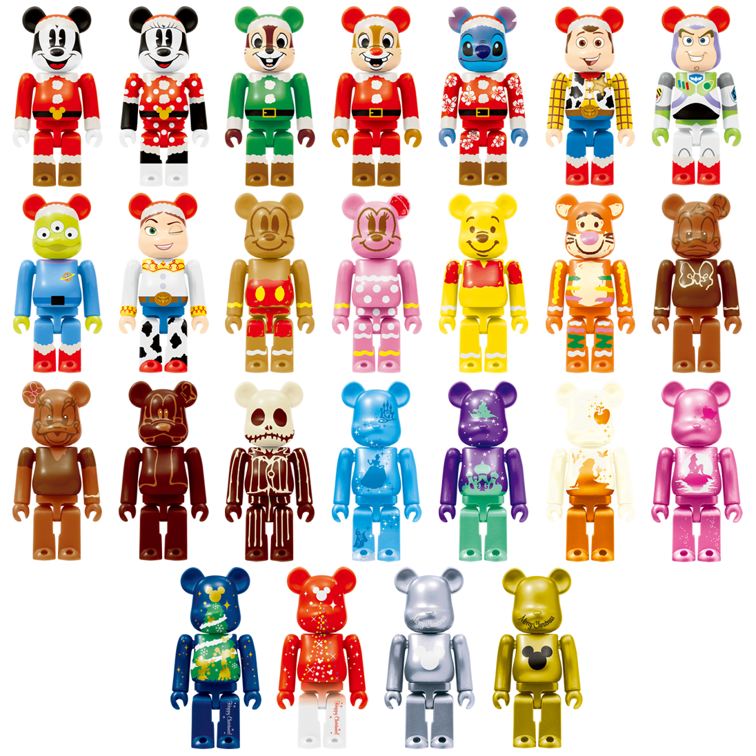 BE@RBRICK Happy Kuji "Disney Christmas Party" (2012) - komplette Kollektion aus 25 Einzelfiguren