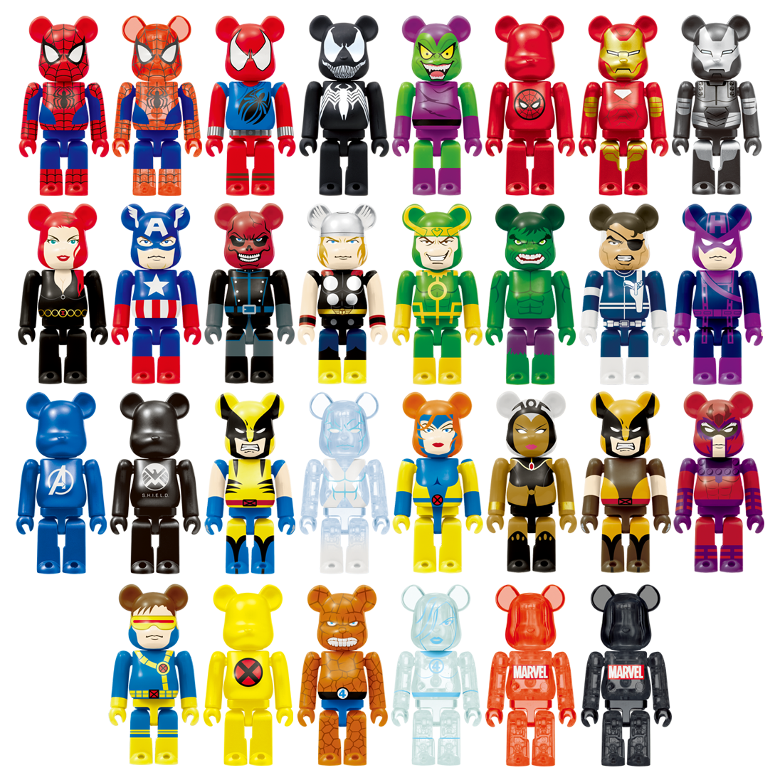 BE@RBRICK Happy Kuji "MARVEL" (2012) - komplette Kollektion aus 30 Einzelfiguren