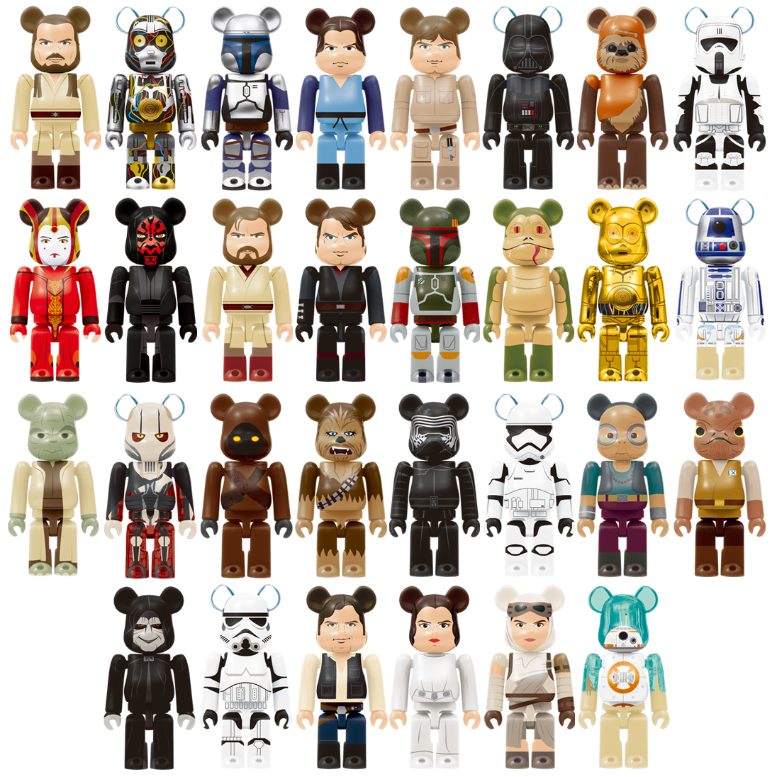 BE@RBRICK Happy Kuji "Star Wars" (2017) - collection complète de 30 figurines individuelles