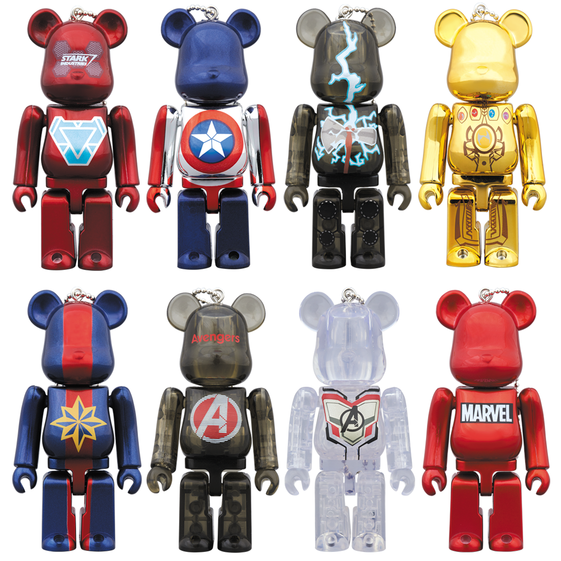 BE@RBRICK Happy Kuji "Avengers : Endgame" (2019) - collection complète de 8 figurines individuelles