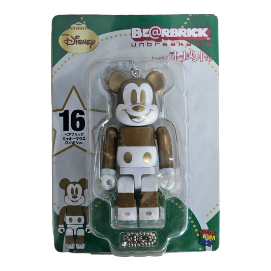 BE@RBRICK 16 - Mickey Mouse Gold & White Version (100%)