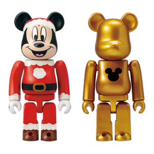 BE@RBRICK A - Mickey Mouse Santa Version &amp; Gold Metallic (100%)