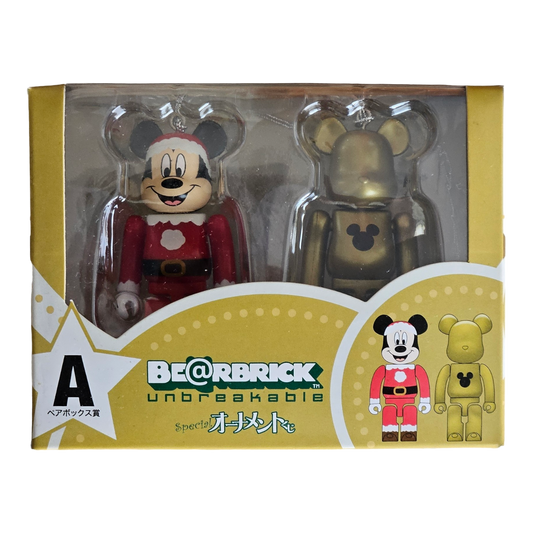 BE@RBRICK A - Mickey Mouse Version Père Noël &amp; Or Métallisé (100%)