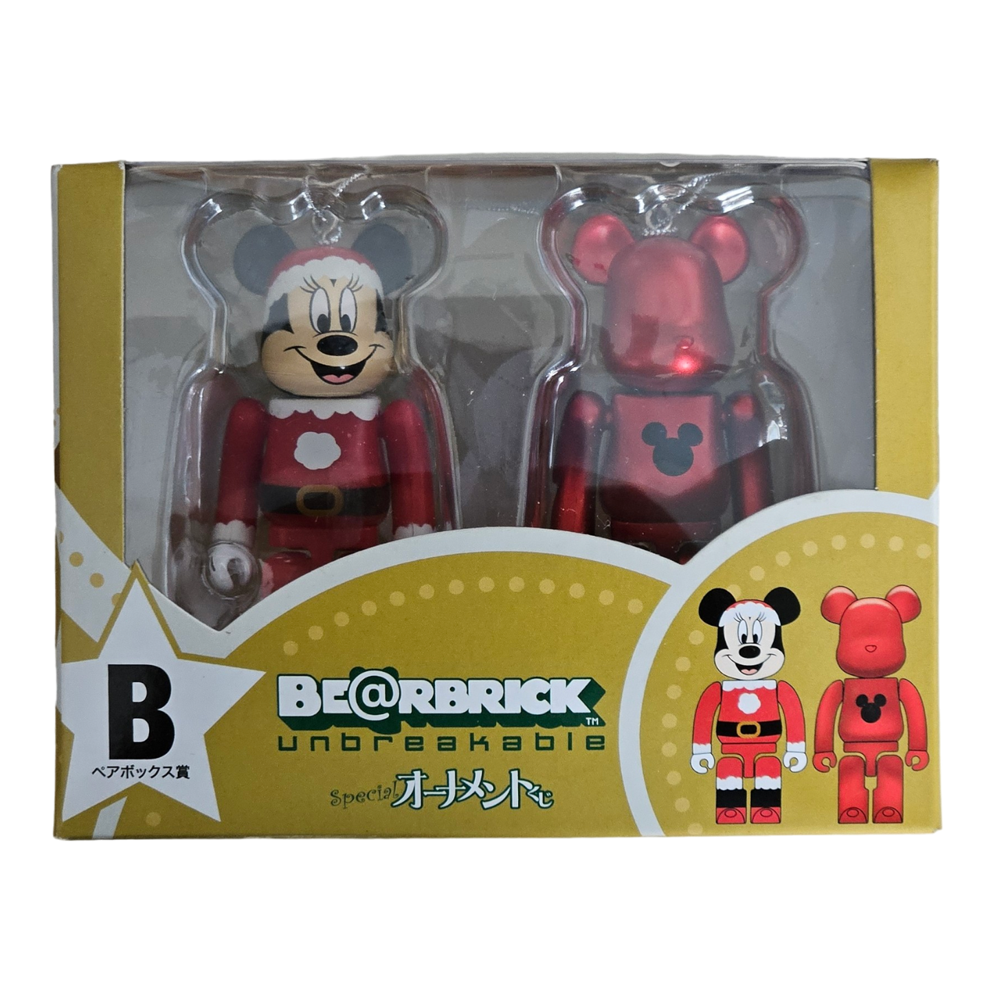 BE@RBRICK B - Minnie Mouse Santa Version & Red Metallic (100%)