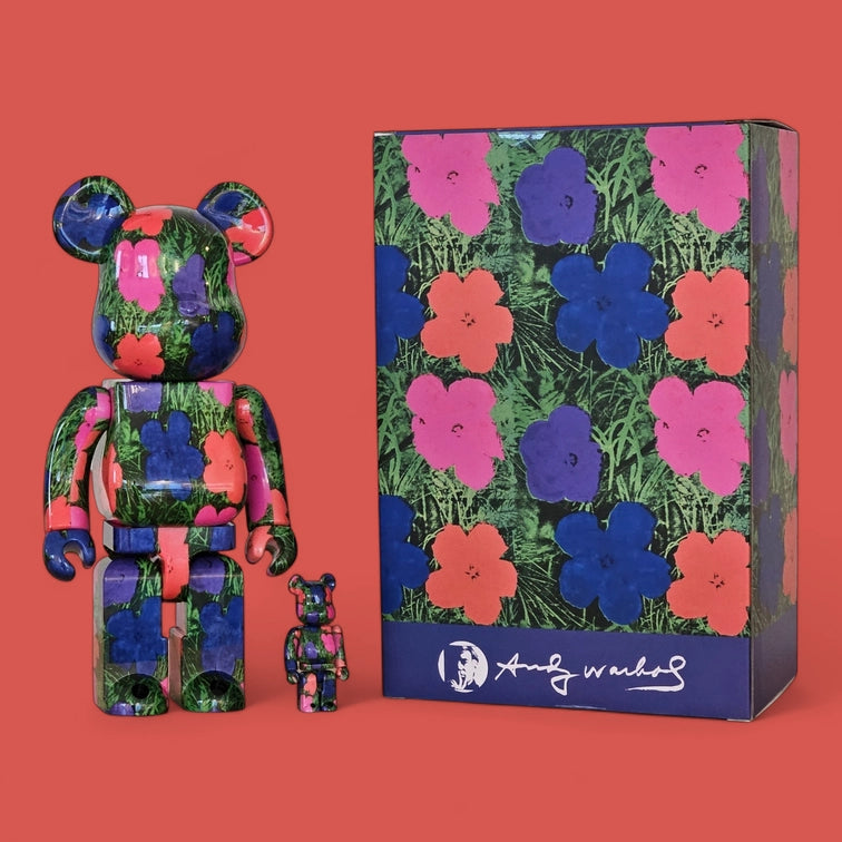 Bearbrick Andy Warhol 'Flowers' 100%+400% mit Verpackung