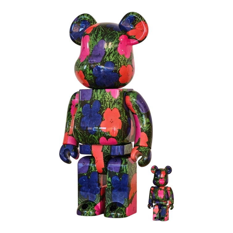 Bearbrick Andy Warhol 'Flowers' 100%+400% schräg