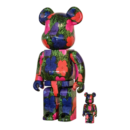 Bearbrick Andy Warhol 'Flowers' 100%+400% schräg