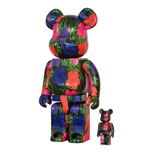 Bearbrick Andy Warhol 'Flowers' 100%+400% schräg