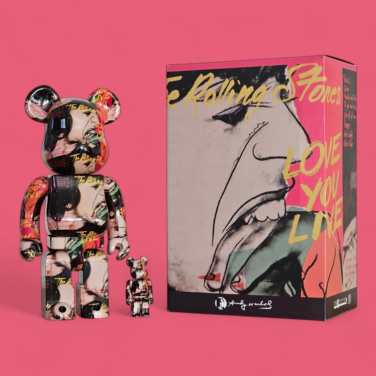 Bearbrick Andy Warhol × The Rolling Stones 'Love You Live' 100%+400% mit Verpackung