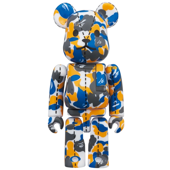 Bearbrick BAPE Camo 28th Anniversary #1 Blue Orange 100% Herstellerbild 1