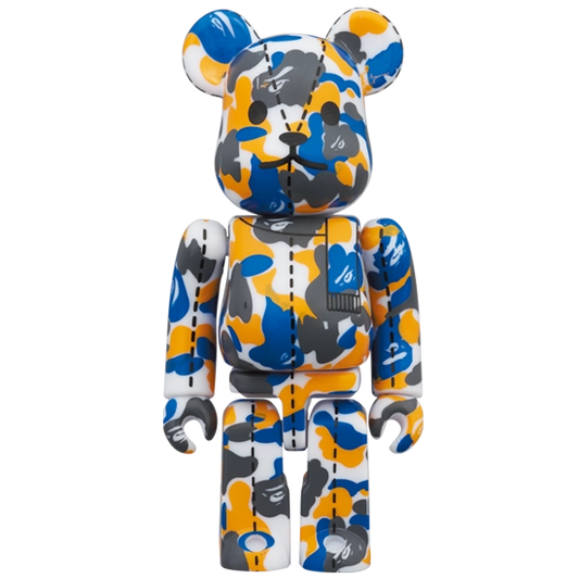 Bearbrick BAPE Camo 28th Anniversary #1 Blue Orange 100% Herstellerbild 1