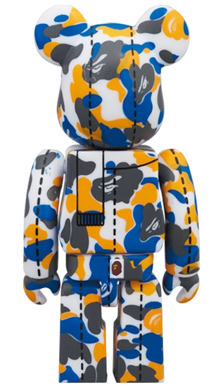 Bearbrick BAPE Camo 28th Anniversary #1 Blue Orange 100% Herstellerbild 2