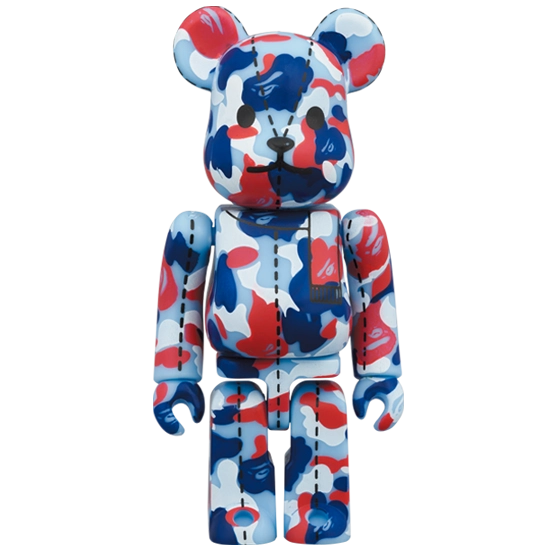 Bearbrick BAPE Camo 28th Anniversary #1 Blue Red 100% Herstellerbild 1