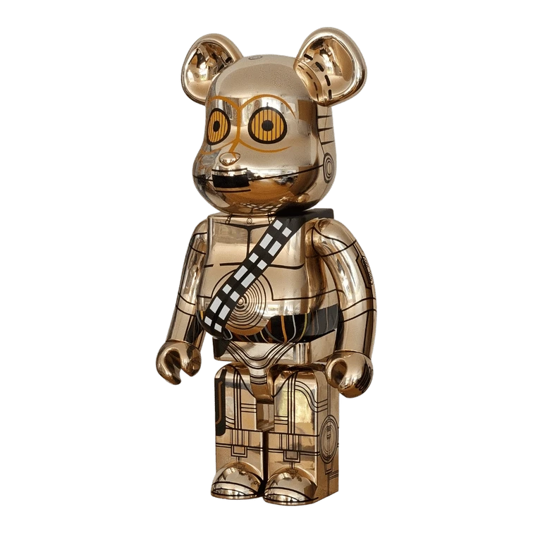 Bearbrick C-3PO Gold Chrome Version 1000% schräg