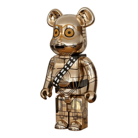 Bearbrick C-3PO Gold Chrome Version 1000% schräg