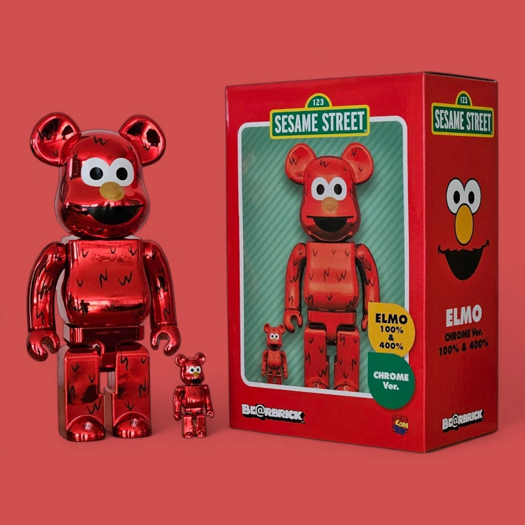 Bearbrick Elmo Chrome Version mit Verpackung