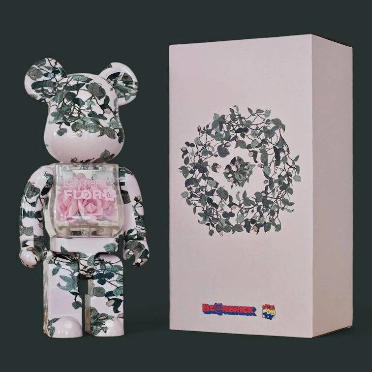 Bearbrick Flora Pink Rose mit Verpackung