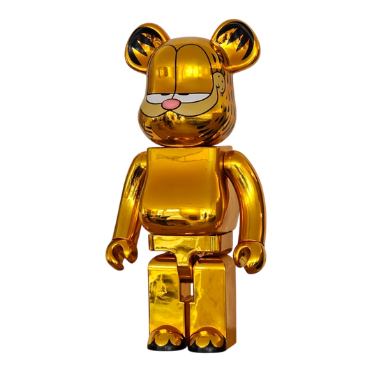 Bearbrick Garfield Gold Chrome Version 1000% schräg