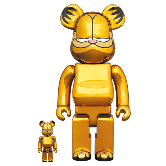 Bearbrick Garfield Gold Chrome Version 100%+400% Herstellerbild 1