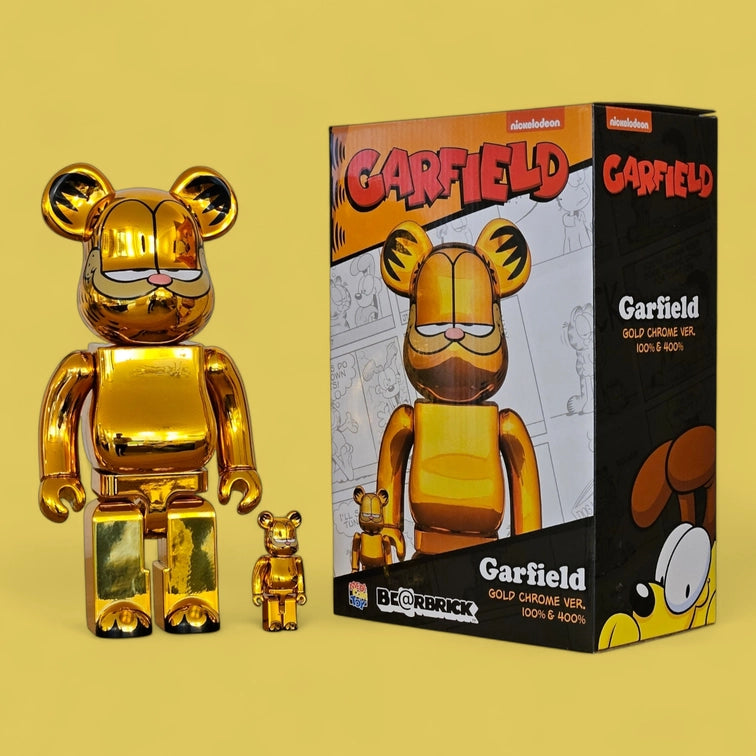 Bearbrick Garfield Gold Chrome Version 100%+400% mit Verpackung