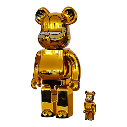 Bearbrick Garfield Gold Chrome Version 100%+400% schräg