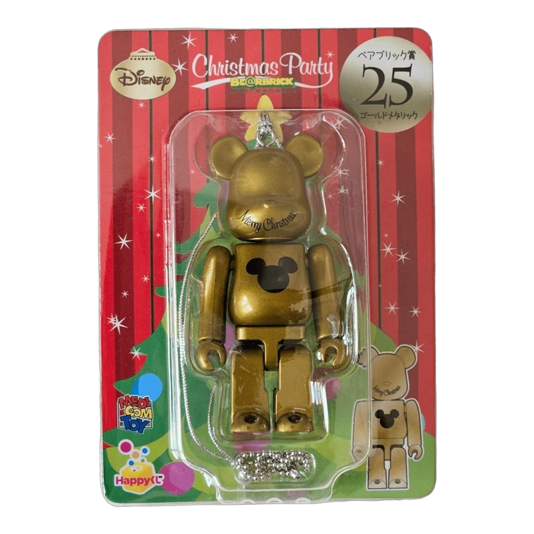 Bearbrick Happy Kuji 'Disney Christmas Party' (2012) - 25 Gold Metallic 100% in der Verpackung