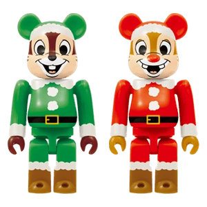 Bearbrick Happy Kuji 'Disney Christmas Party' (2012) - 27 Chip Santa Version & Dale Santa Version 100% Herstellerbild