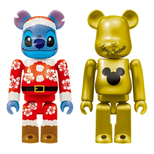 Bearbrick Happy Kuji 'Disney Christmas Party' (2012) - 28 Stitch Santa Version & Gold Metallic 100% Herstellerbild