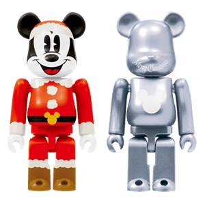 Bearbrick Happy Kuji 'Disney Christmas Party' (2012) - 29 Mickey Mouse Santa Version & Silver Metallic 100% Herstellerbild