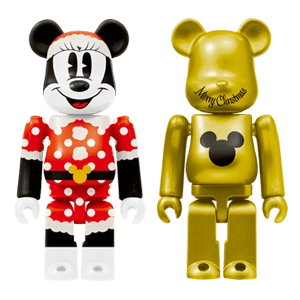 Bearbrick Happy Kuji 'Disney Christmas Party' (2012) - 30 Minnie Mouse Santa Version & Gold Metallic 100% Herstellerbild