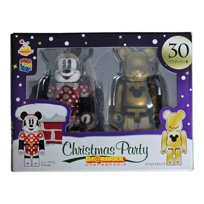 Bearbrick Happy Kuji 'Disney Christmas Party' (2012) - 30 Minnie Mouse Santa Version & Gold Metallic 100% in der Verpackung