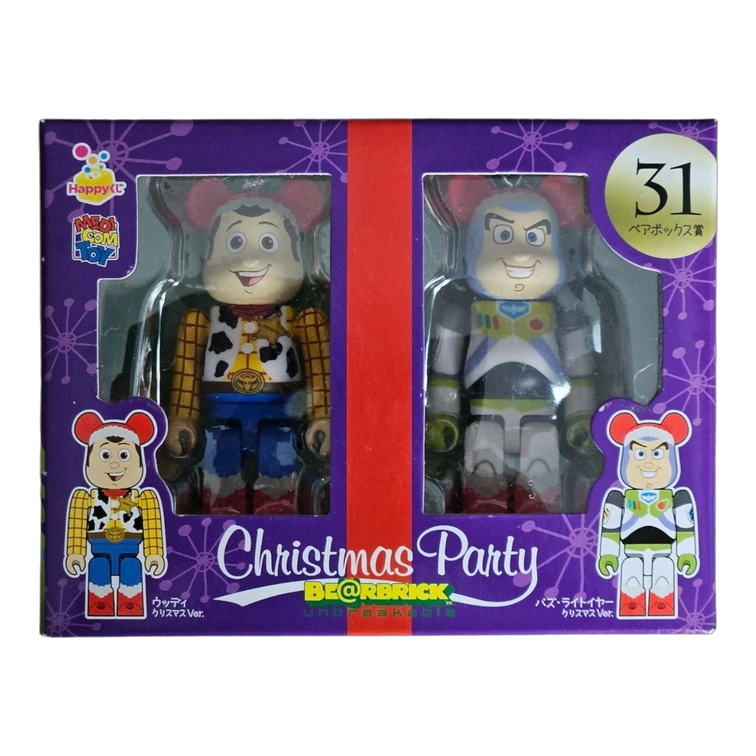 Bearbrick Happy Kuji 'Disney Christmas Party' (2012) - 31 Woody Christmas Version & Buzz Lightyear Christmas Version 100% in der Verpackung