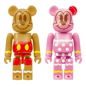 Bearbrick Happy Kuji 'Disney Christmas Party' (2012) - 33 Mickey & Minnie Mouse Ginger Cookie Version 100% Herstellerbild