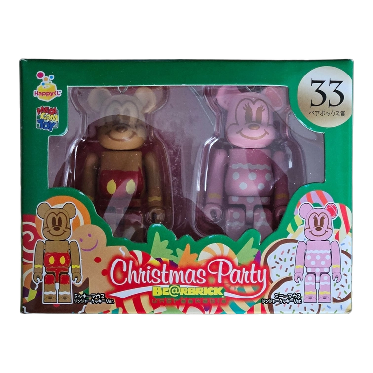 Bearbrick Happy Kuji 'Disney Christmas Party' (2012) - 33 Mickey & Minnie Mouse Ginger Cookie Version 100% in der Verpackung