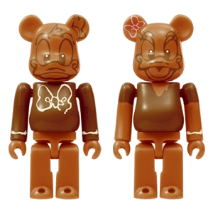 Bearbrick Happy Kuji 'Disney Christmas Party' (2012) - 35 Donald & Daisy Duck Milk Chocolate Version 100% Herstellerbild