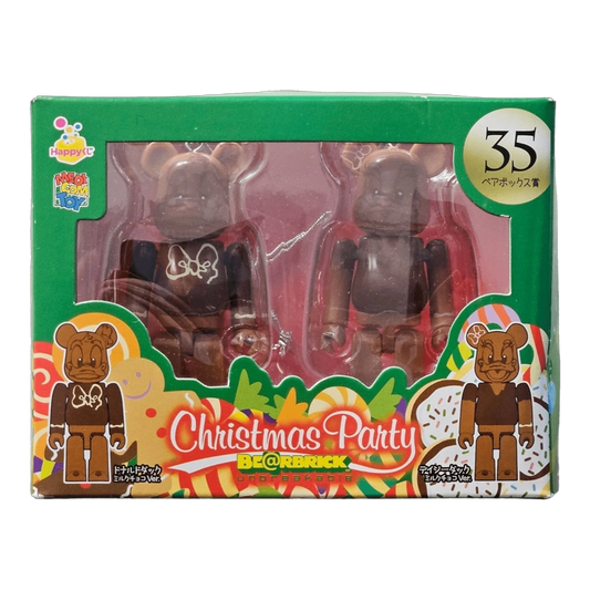 Bearbrick Happy Kuji 'Disney Christmas Party' (2012) - 35 Donald & Daisy Duck Milk Chocolate Version 100% in der Verpackung