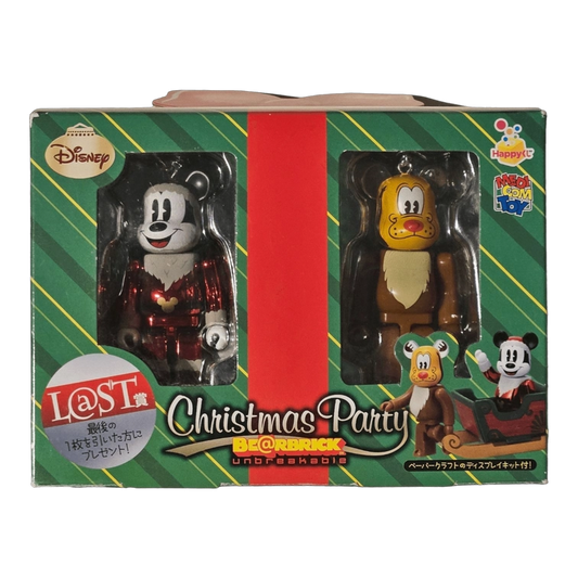 Bearbrick Happy Kuji 'Disney Christmas Party' (2012) - L@ST Mickey Mouse Metallic Santa Version & Pluto Reindeer Version 100% in der Verpackung