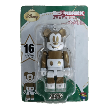 Bearbrick Happy Kuji 'Disney Special Ornament' (2011) - 16 Mickey Mouse Gold & White Version 100% in der Verpackung