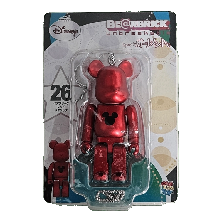 Bearbrick Happy Kuji 'Disney Special Ornament' (2011) - 26 Red Metallic 100% in der Verpackung