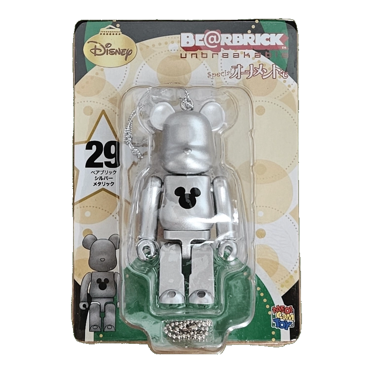 Bearbrick Happy Kuji 'Disney Special Ornament' (2011) - 29 Silver Metallic 100% in der Verpackung