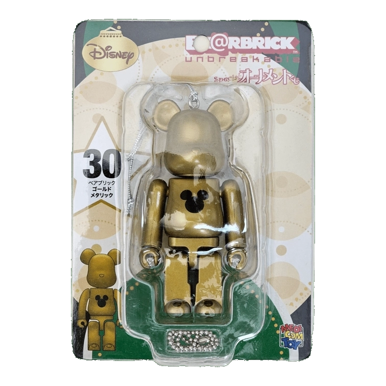 Bearbrick Happy Kuji 'Disney Special Ornament' (2011) - 30 Gold Metallic 100% in der Verpackung