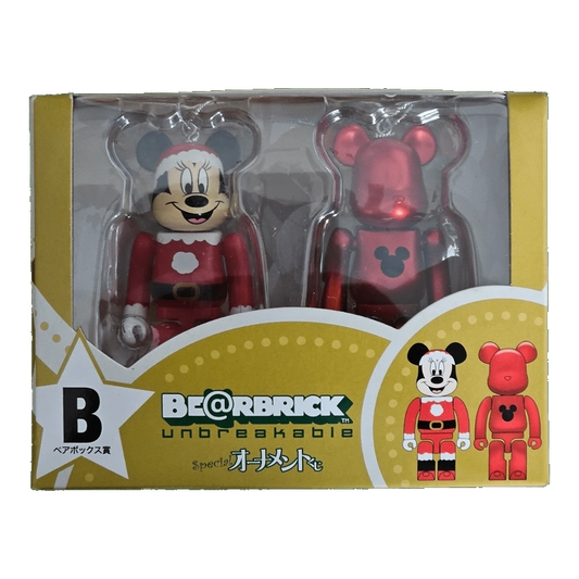 Bearbrick Happy Kuji 'Disney Special Ornament' (2011) - B Minnie Mouse Santa Version & Red Metallic 100% in der Verpackung