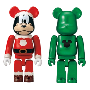 Bearbrick Happy Kuji 'Disney Special Ornament' (2011) - E Goofy Santa Version & Green Metallic 100% Herstellerbild