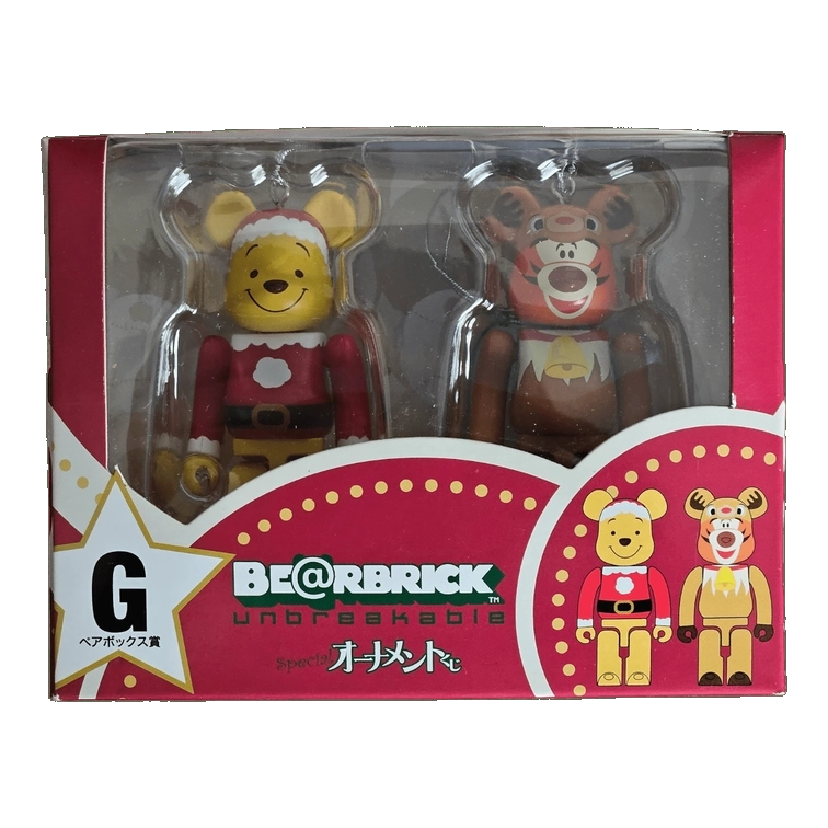 Bearbrick Happy Kuji 'Disney Special Ornament' (2011) - G Winnie the Pooh Santa Version & Tigger Reindeer Version 100% in der Verpackung