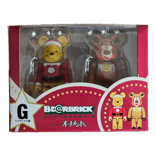 Bearbrick Happy Kuji 'Disney Special Ornament' (2011) - G Winnie the Pooh Santa Version & Tigger Reindeer Version 100% in der Verpackung