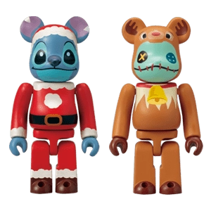 Bearbrick Happy Kuji 'Disney Special Ornament' (2011) - H Stitch Santa Version & Scramble Reindeer Version 100% Herstellerbild