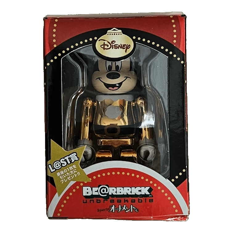 Bearbrick Happy Kuji 'Disney Special Ornament' (2011) - L@ST Mickey Mouse Golden Santa Version 100% in der Verpackung