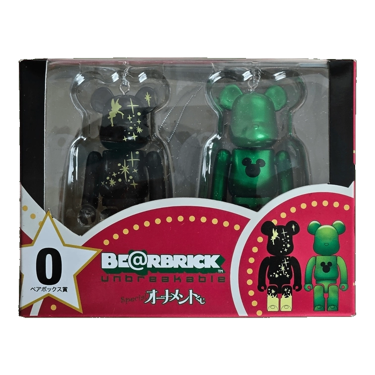 Bearbrick Happy Kuji 'Disney Special Ornament' (2011) - O Tinkerbell Clear Body Version & Green Metallic 100% in der Verpackung