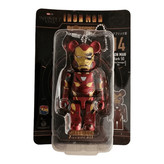 Bearbrick Happy Kuji 'Iron Man' (2023) - 14 Iron Man Mark 50 Battle Damaged Version 100% in der Verpackung